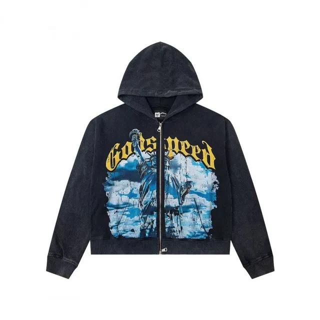 Gallery Dept. Zip-Up Hoodie Statue of Liberty Print