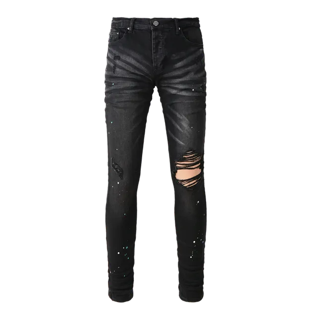 Amiri Distressed Slim Fit Jeans Paint Splatter