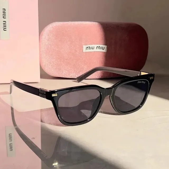 Miu Miu Sunglasses Rectangular Frame with Logo Temples
