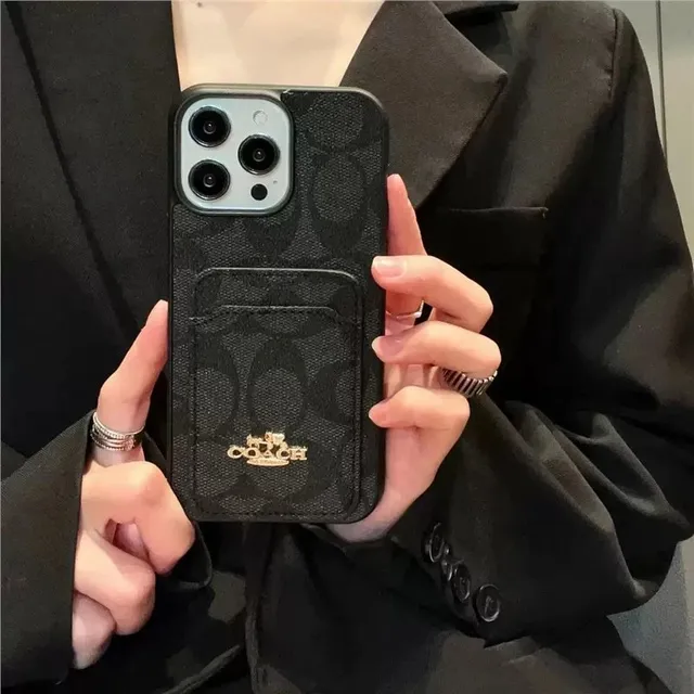 Coach Phone Case with Card Pocket Signature Canvas