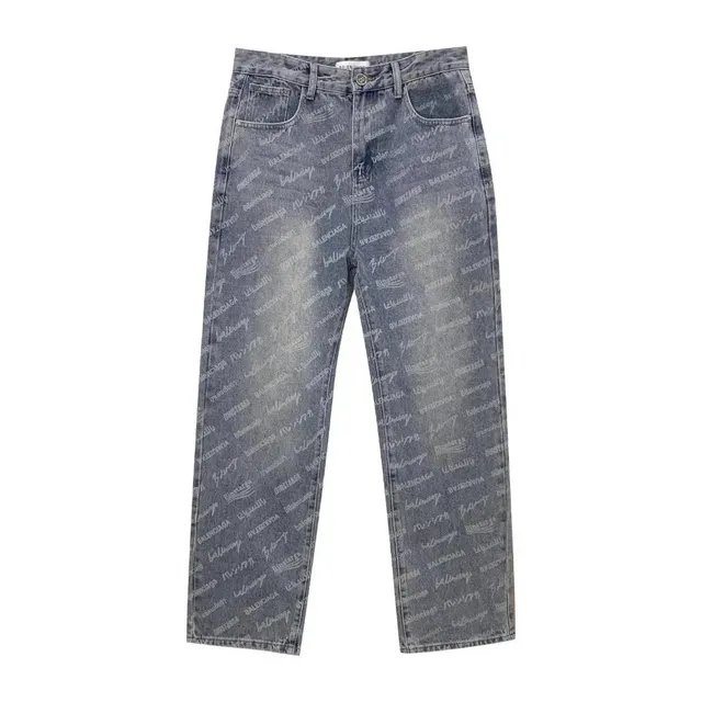 Balenciaga Logo Print Jeans All-Over Script