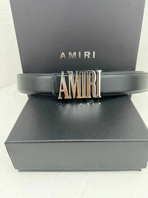 Amiri Logo Buckle Belt Black Leather