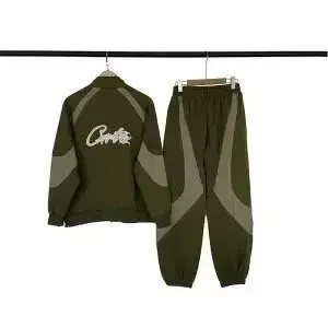 Corteiz Track Suit Olive Green with Beige Panels