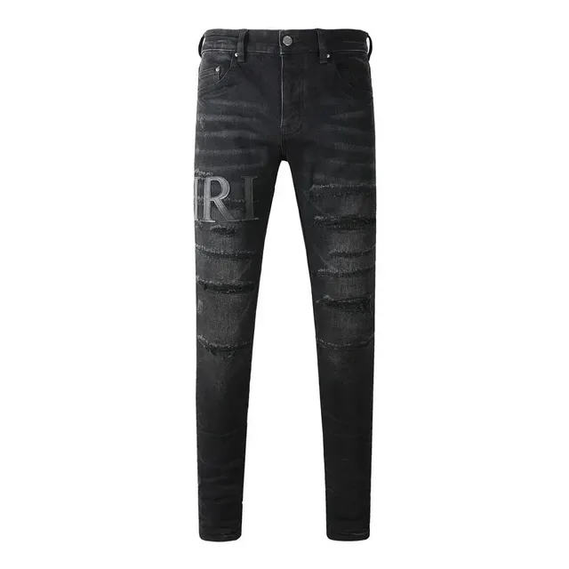 Amiri Distressed Logo Jeans Black Wash