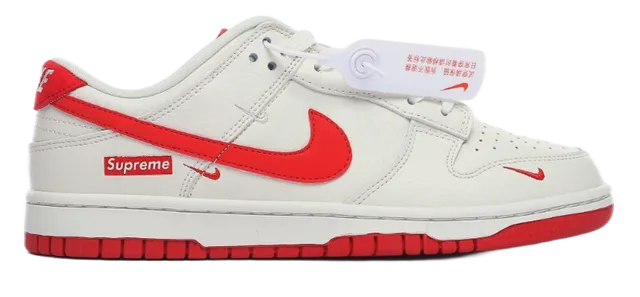 Supreme × Nike Dunk Low White Red