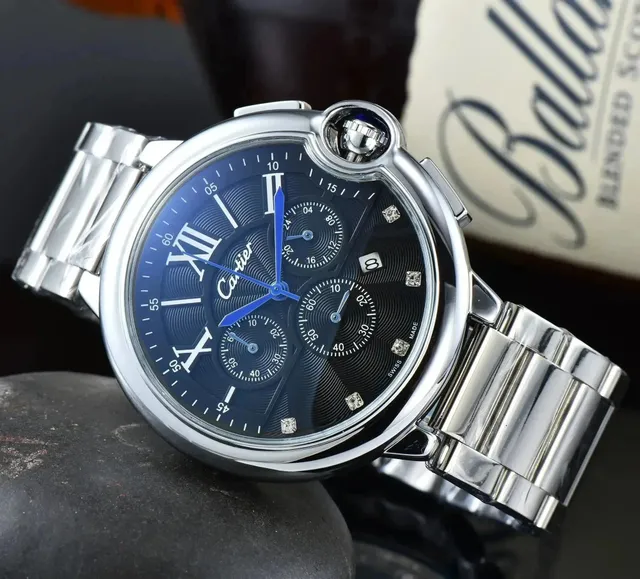 Cartier Ballon Bleu Chronograph Blue Dial with Diamonds