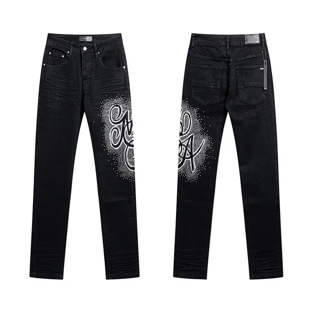 Amiri Distressed Jeans Crystal Logo