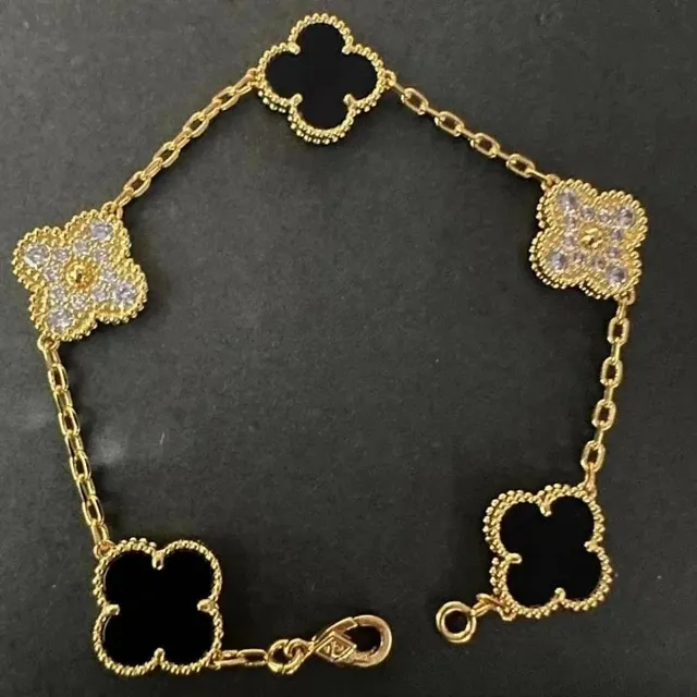 Van Cleef & Arpels Alhambra Bracelet Five Motifs with Onyx and Diamonds