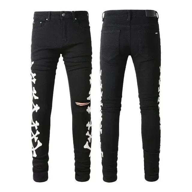 Amiri Skull Print Jeans Bone Motif