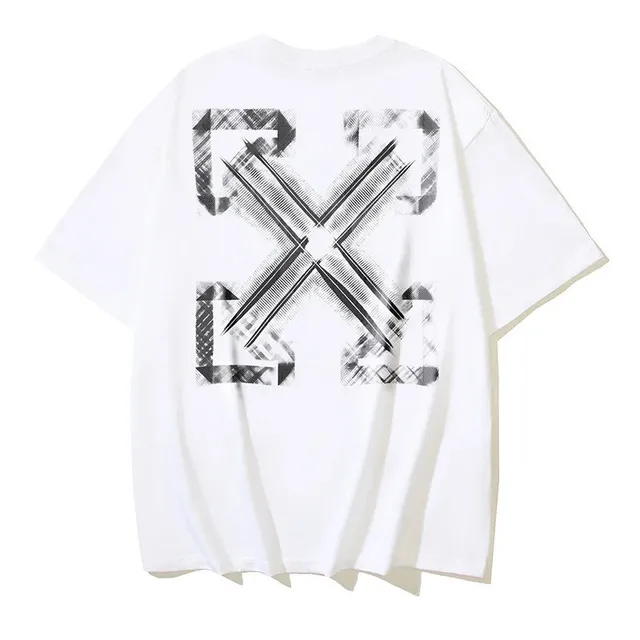 Off-White Arrow Graphic Tee Diagonal Stripe Print