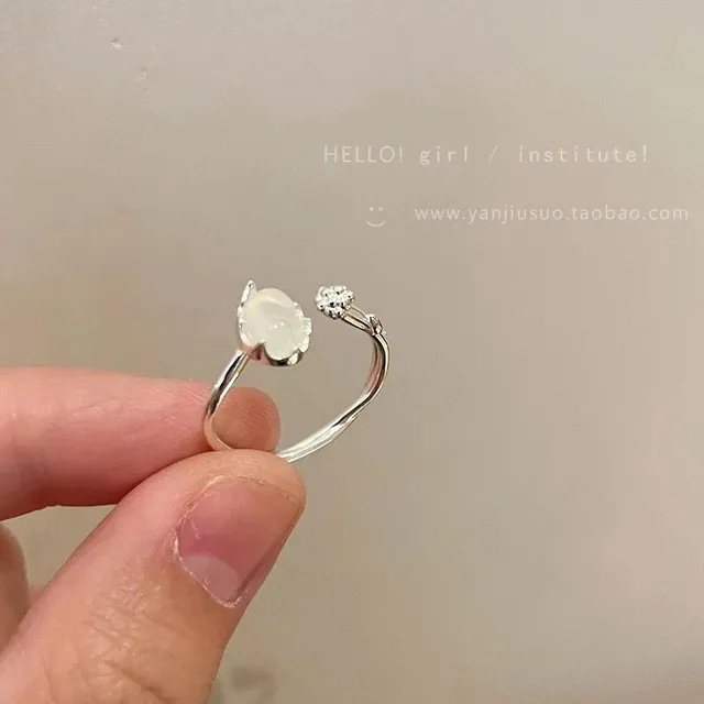 Adjustable Ring Floral Opal Stone