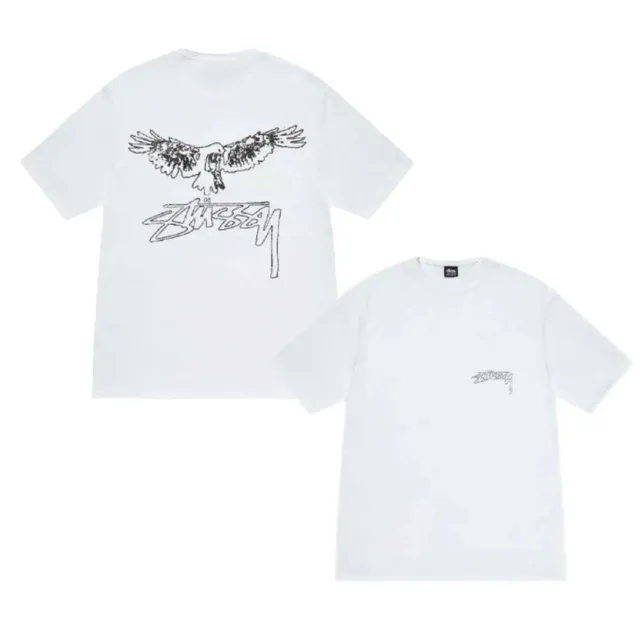 Stüssy Eagle Graphic Tee White with Black Eagle Print