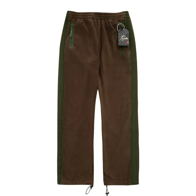 Track Pants Brown with Green Side Stripes