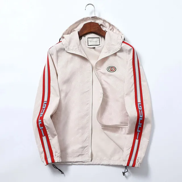 Gucci Hooded Windbreaker Jacket GG Monogram with Web Stripe Sleeves