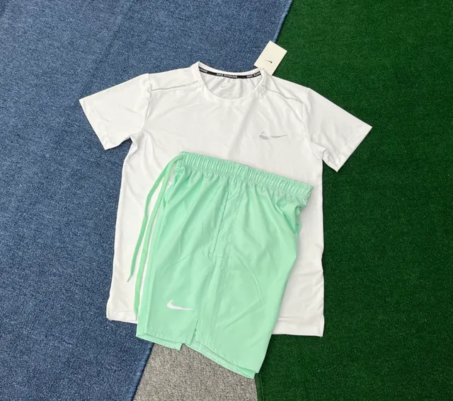 Nike Dri-FIT Tee & Shorts Set White/Mint Green