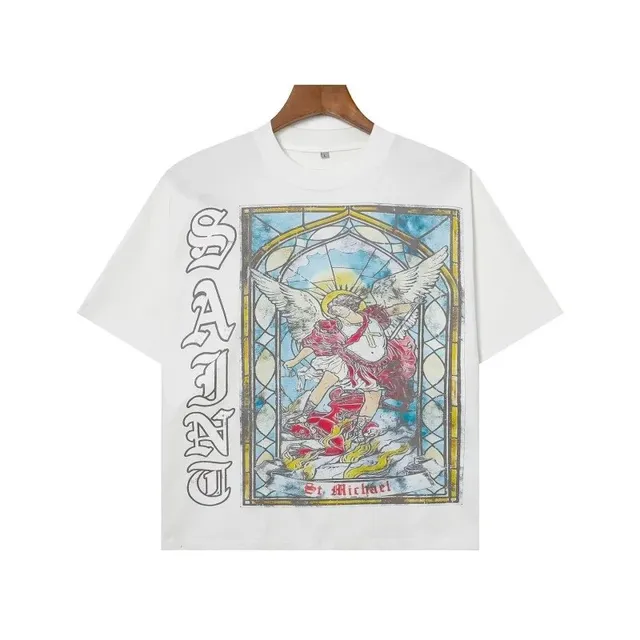 Saint Laurent Graphic T-Shirt St. Michael Stained Glass Print