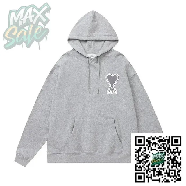 Amiri Heart Logo Hoodie Heather Grey