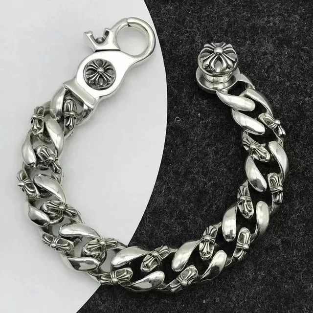 Chrome Hearts Curb Link Bracelet Cross Motif