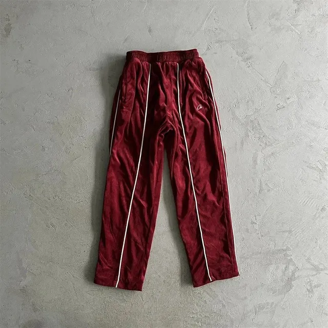 Track Pants Velour with Side Stripes