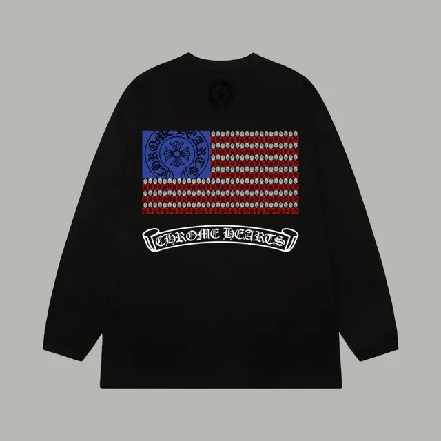Chrome Hearts Long-Sleeve Tee American Flag Print