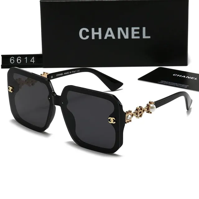Chanel Square Sunglasses Gold CC Pearl Detail
