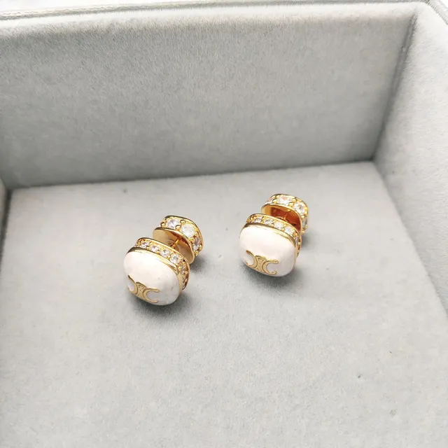 Celine Cuff Earrings Marble Effect with Crystal Trim