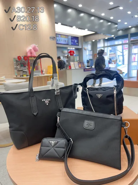 Prada Nylon Tote and Accessories Black