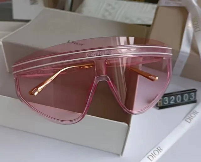 Dior Shield Sunglasses Transparent Pink with Gold Accents