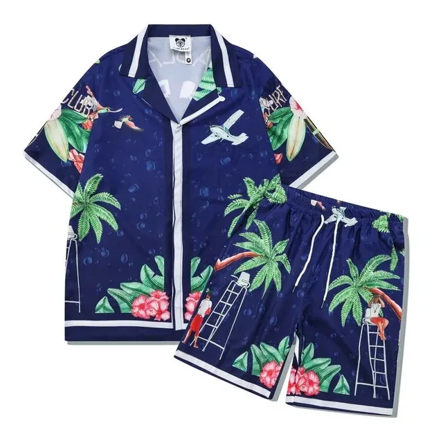 Casablanca Camp Shirt and Shorts Set Tropical Print