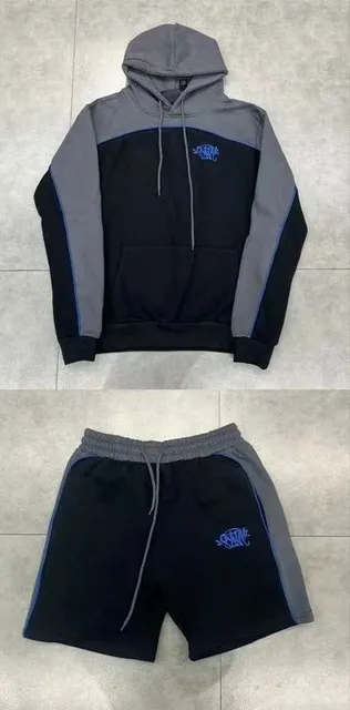 Syna World Hoodie and Shorts Set Color-Block with Logo