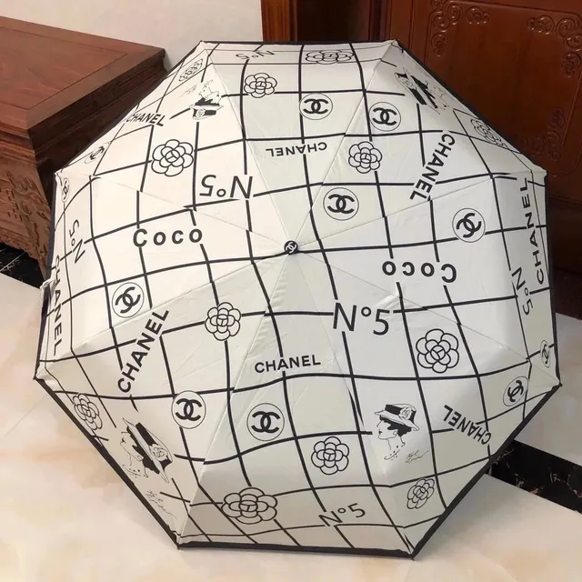 Chanel Umbrella Grid Print with CC and Coco motifs