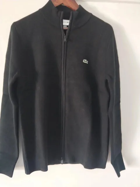 Lacoste Zip-Up Knit Sweater Classic Crocodile Logo