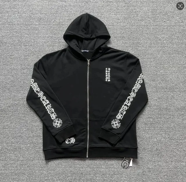 Chrome Hearts Zip-Up Hoodie Cross Logo Print