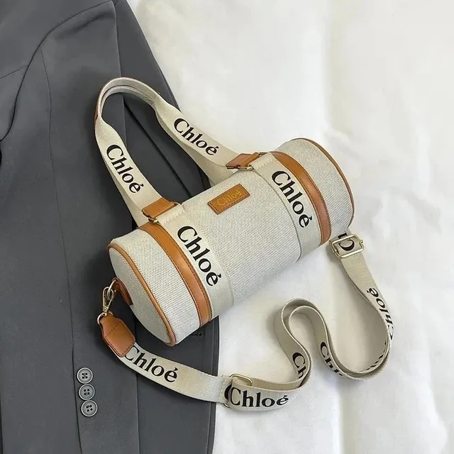 Chloé Cylindrical Crossbody Bag Logo-Print Webbing Strap