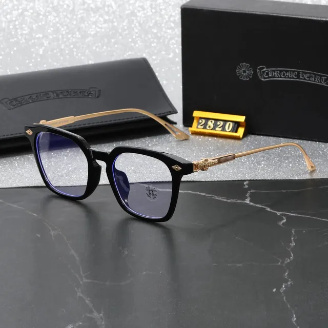 Chrome Hearts Optical Frame Black Acetate with Gold Hardware