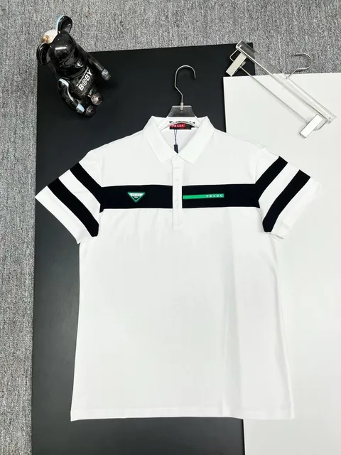 Prada Polo Shirt Stripe Band Logo
