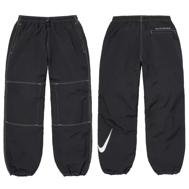 Supreme × Nike Windbreaker Pant Black with White Stitching