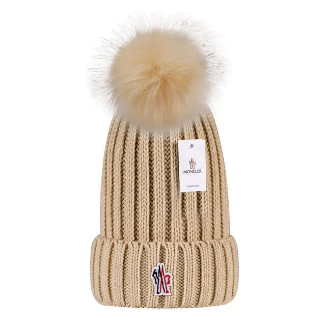 Moncler Knit Beanie Fur Pom-Pom