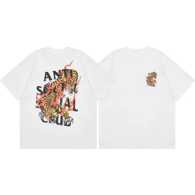 Anti Social Social Club T-Shirt Flaming Tiger Print