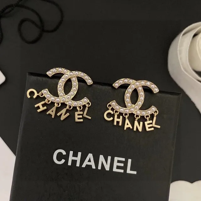 Chanel CC Logo Earrings Pearl-Embellished