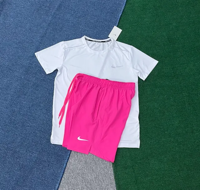 Nike Training Top & Shorts Set White/Pink