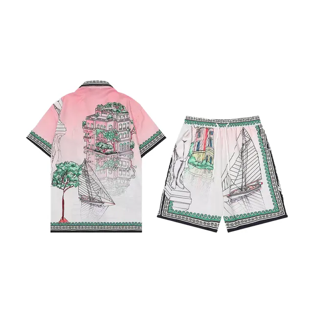 Versace Printed Short Set Architectural Motif
