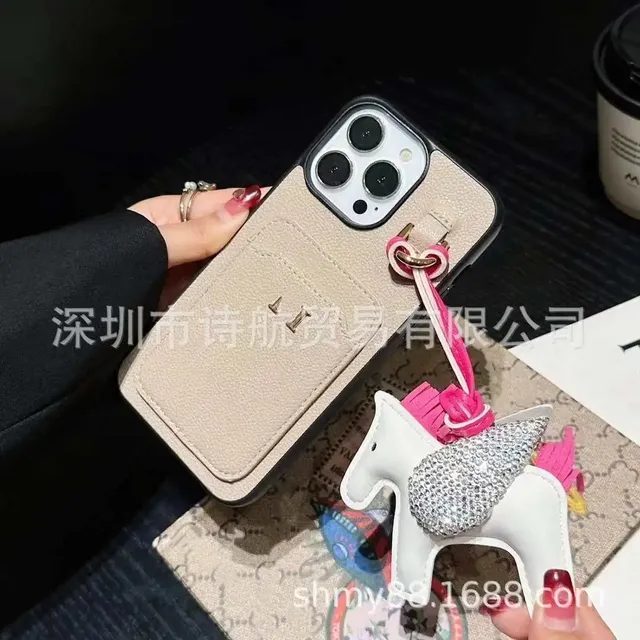 Hermès Phone Case with Charm Leather Cardholder with Horse Charm