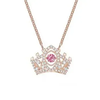 Swarovski Crown Pendant Pink Crystal