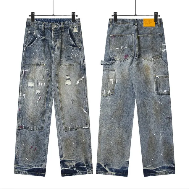 Gallery Dept. Paint Splatter Cargo Jeans Distressed Paint-Splatter Wash