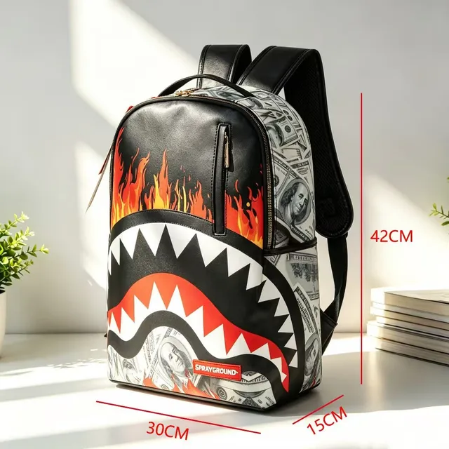 Sprayground Shark Backpack Money Flame