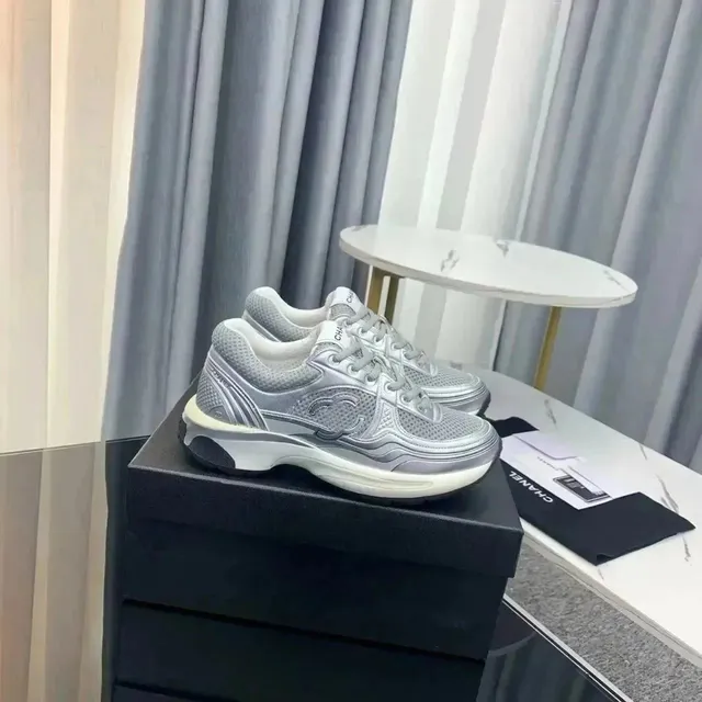 Chanel Trainer Metallic Silver Mesh