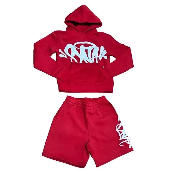 Hoodie and Shorts Set Graffiti Print