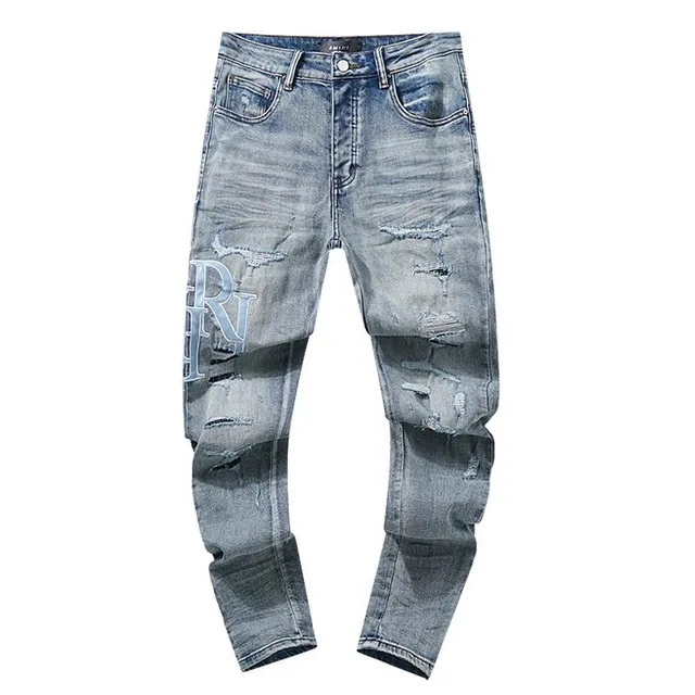Amiri Distressed Jeans Logo Print