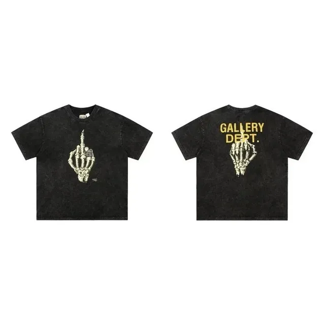 Gallery Dept. Skeleton Hand Tee Acid Wash Black